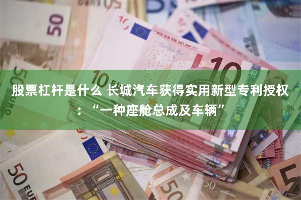 股票杠杆是什么 长城汽车获得实用新型专利授权：“一种座舱总成及车辆”